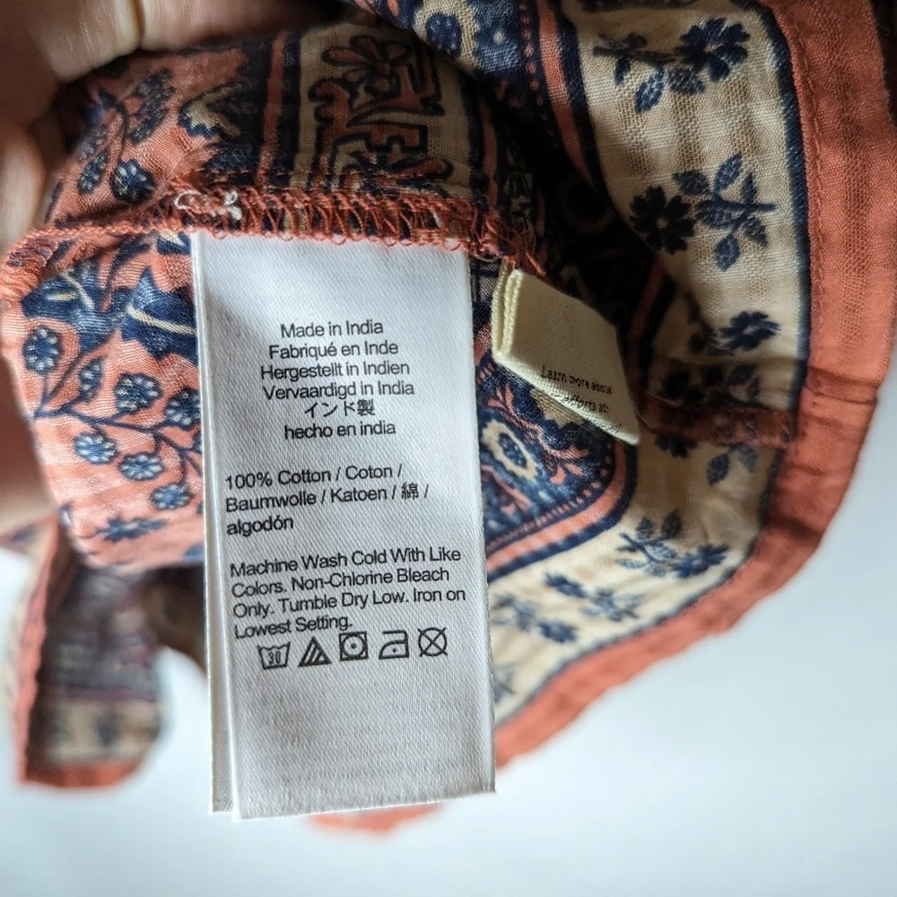 Madewell‎ Puff Sleeves Peplum Top Cavoli Floral Size XS Earthy Tones